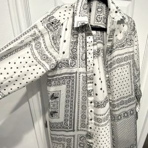 Nasty Gal Black & White Long Sleeve Duster